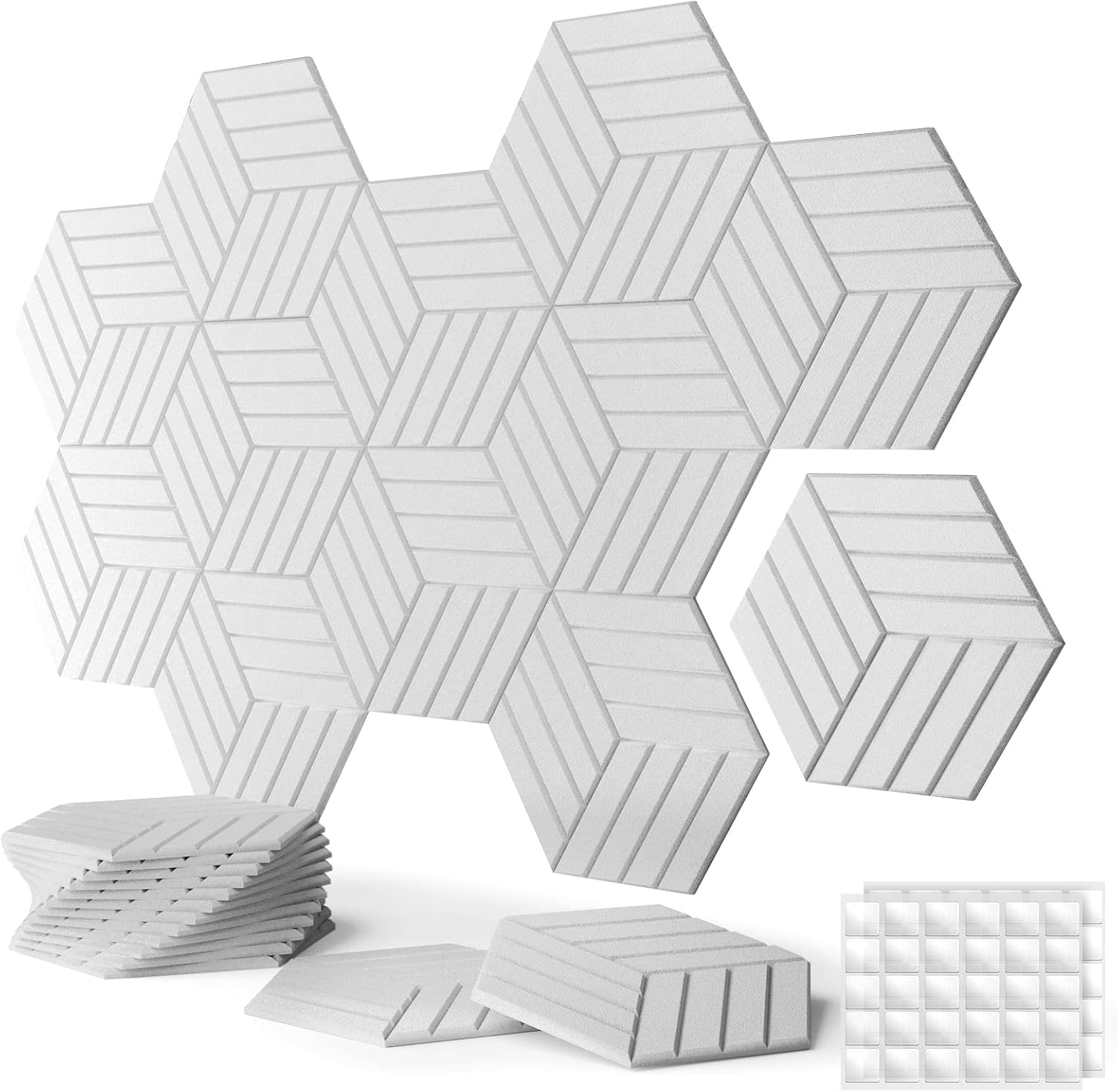 Hexagon Akustikplatten 12 Stück Schalldämmung Schallschutz Wand hoher ...